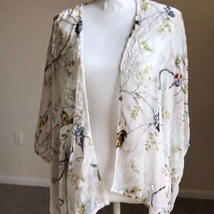 Sheer Velour Bird Kimono